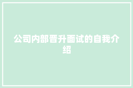 公司内部晋升面试的自我介绍 职场范文