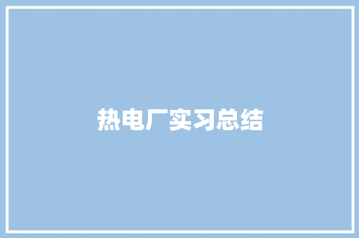 热电厂实习总结