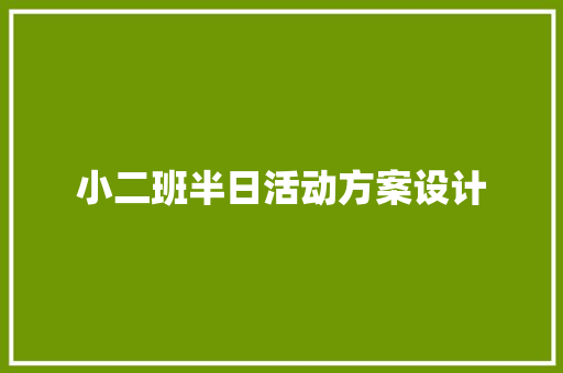 小二班半日活动方案设计 书信范文