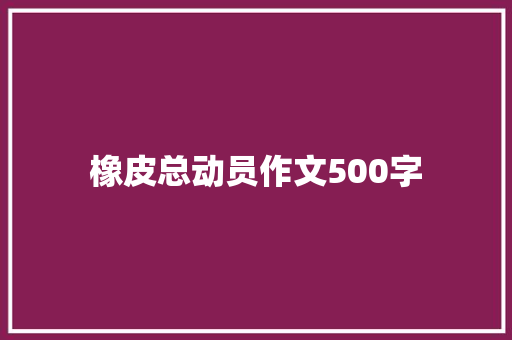 橡皮总动员作文500字