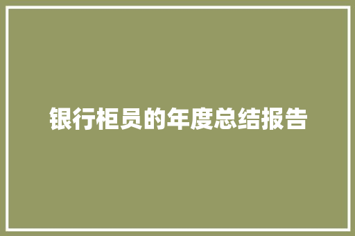 银行柜员的年度总结报告