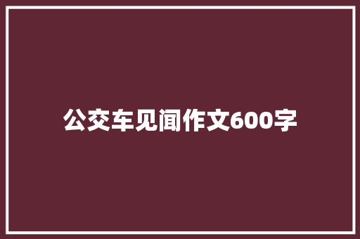 公交车见闻作文600字