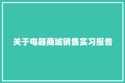 关于电器商城销售实习报告