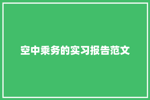 空中乘务的实习报告范文