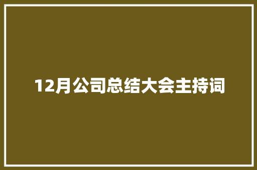 12月公司总结大会主持词