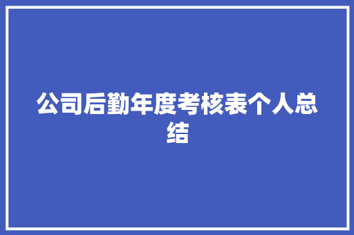 公司后勤年度考核表个人总结 工作总结范文