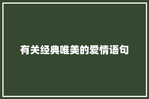 有关经典唯美的爱情语句