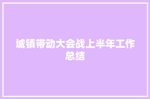 城镇带动大会战上半年工作总结