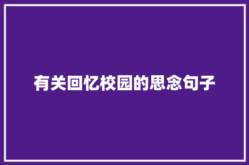 有关回忆校园的思念句子