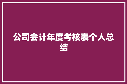 公司会计年度考核表个人总结 商务邮件范文