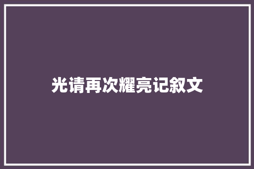 光请再次耀亮记叙文