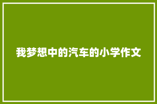 我梦想中的汽车的小学作文