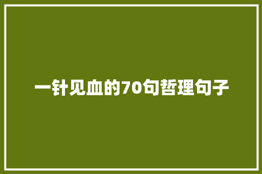 一针见血的70句哲理句子