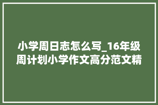 小学周日志怎么写_16年级周计划小学作文高分范文精选每日十分钟作文很轻松