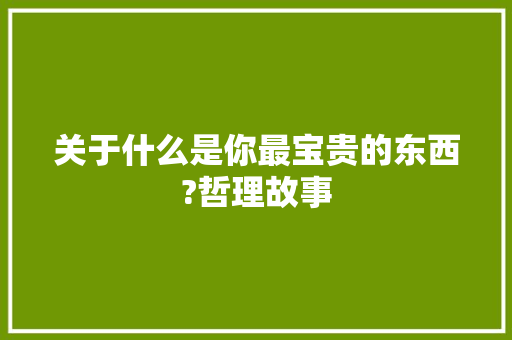 关于什么是你最宝贵的东西?哲理故事 申请书范文