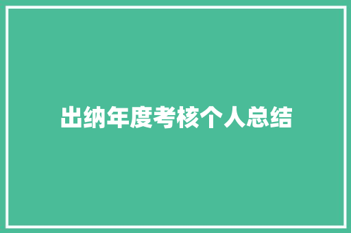 出纳年度考核个人总结