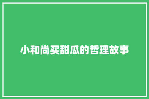 小和尚买甜瓜的哲理故事