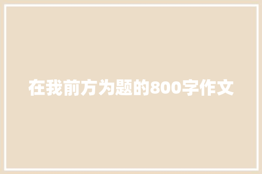 在我前方为题的800字作文