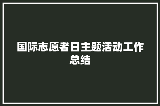 国际志愿者日主题活动工作总结