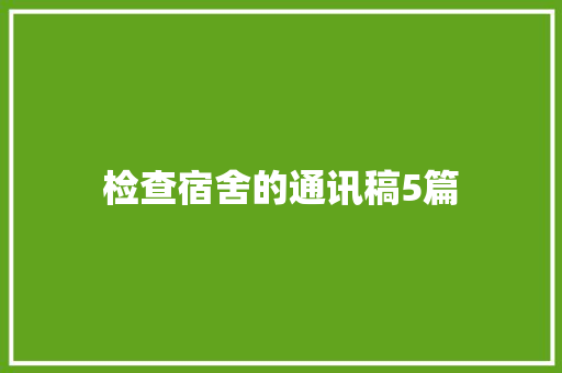 检查宿舍的通讯稿5篇