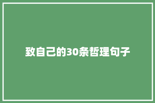 致自己的30条哲理句子