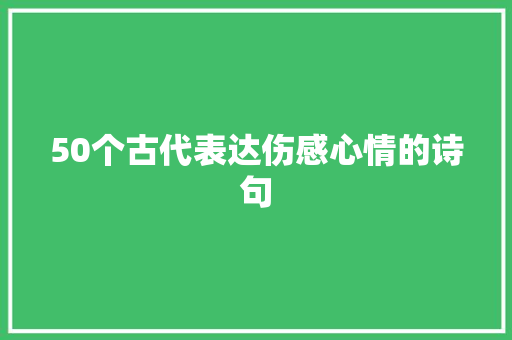 50个古代表达伤感心情的诗句 论文范文