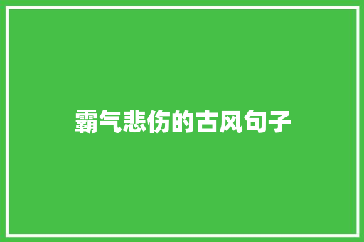 霸气悲伤的古风句子