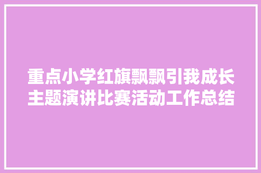 重点小学红旗飘飘引我成长主题演讲比赛活动工作总结 申请书范文