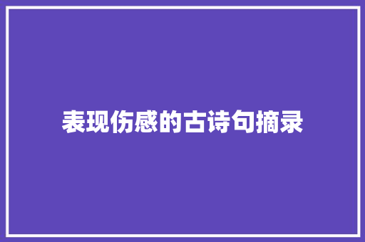 表现伤感的古诗句摘录