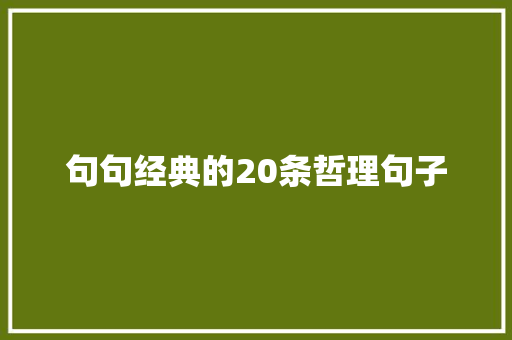 句句经典的20条哲理句子 生活范文