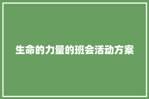 生命的力量的班会活动方案 报告范文