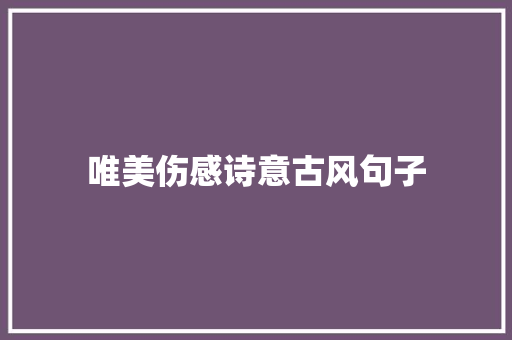 唯美伤感诗意古风句子