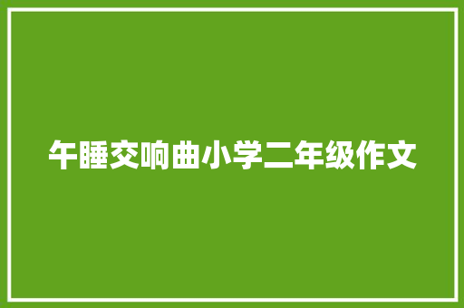 午睡交响曲小学二年级作文 演讲稿范文