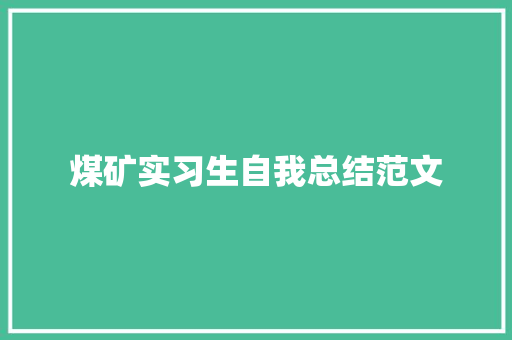 煤矿实习生自我总结范文 书信范文