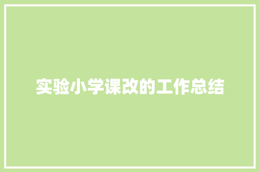 实验小学课改的工作总结