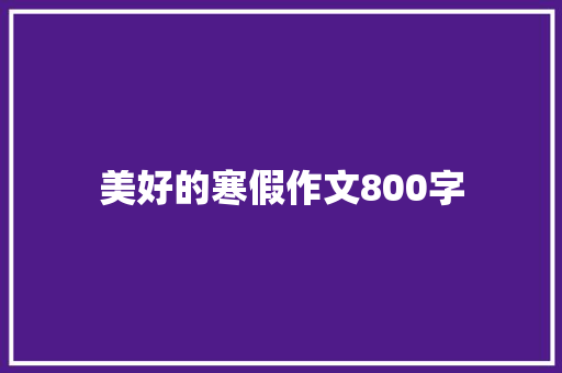 美好的寒假作文800字