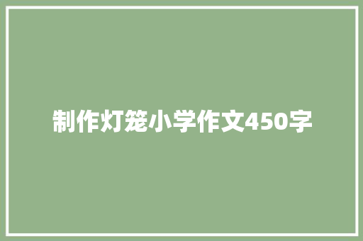 制作灯笼小学作文450字 演讲稿范文