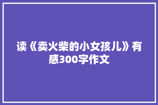 读《卖火柴的小女孩儿》有感300字作文