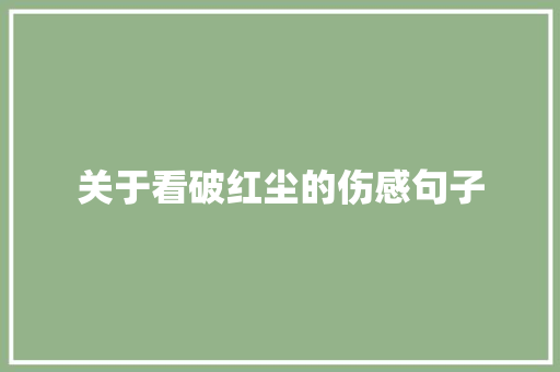 关于看破红尘的伤感句子