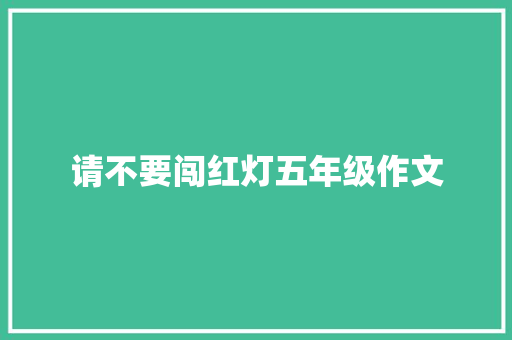 请不要闯红灯五年级作文