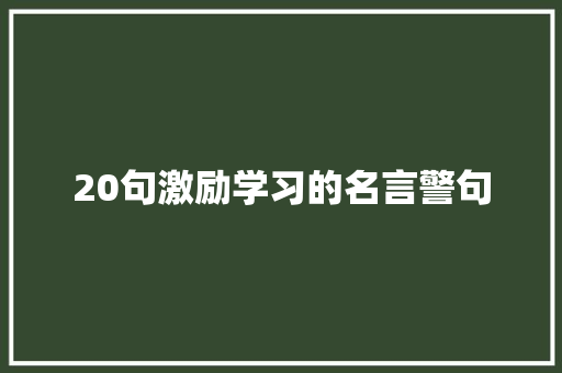 20句激励学习的名言警句 申请书范文