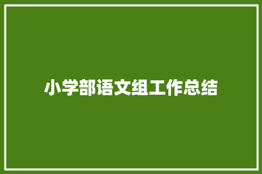 小学部语文组工作总结