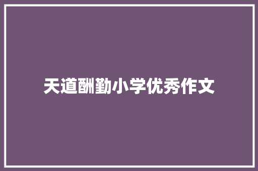 天道酬勤小学优秀作文