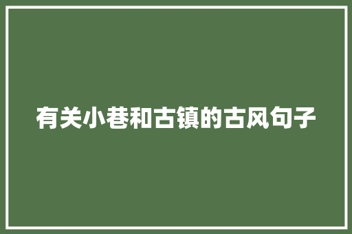 有关小巷和古镇的古风句子