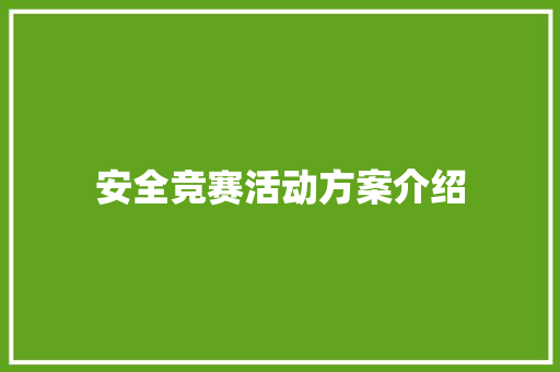 安全竞赛活动方案介绍