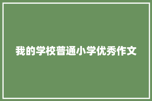 我的学校普通小学优秀作文