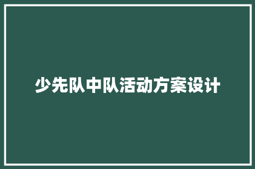 少先队中队活动方案设计