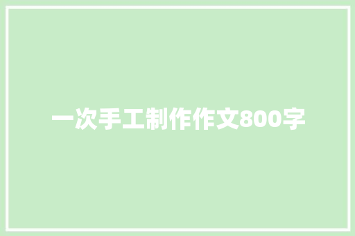 一次手工制作作文800字 职场范文