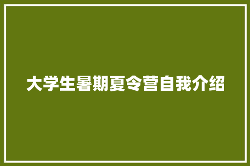 大学生暑期夏令营自我介绍