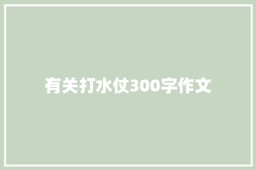 有关打水仗300字作文